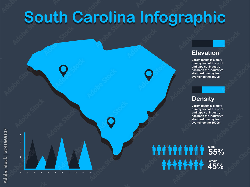 south-carolina-state-usa-map-with-set-of-infographic-elements-in-blue