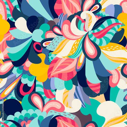 Billede på lærred Bright floral seamless pattern