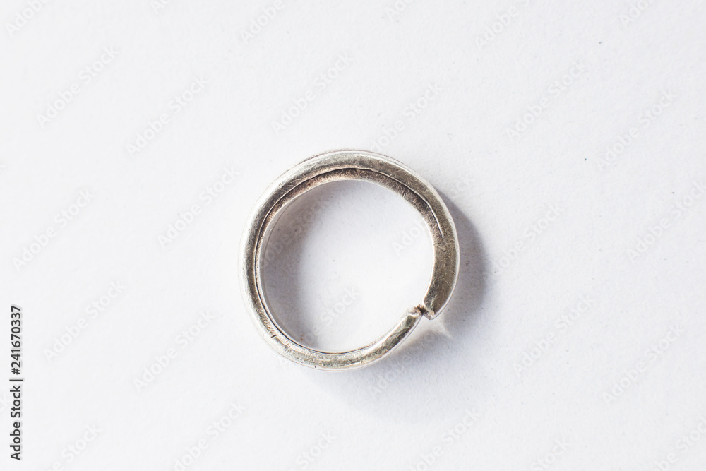 Handmade silver ring on white background. Handmade silver ring on white background.