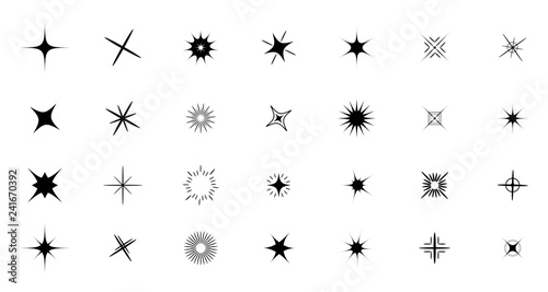 Photo Sparkles Stars sign symbol set