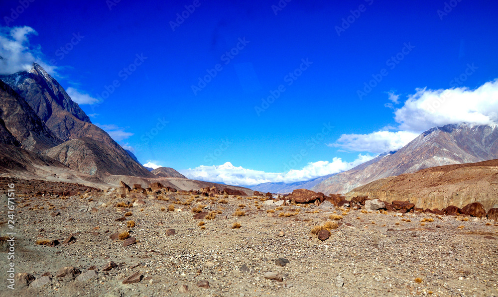 Karakoram mountains range near the Gilgit in the Pakistan