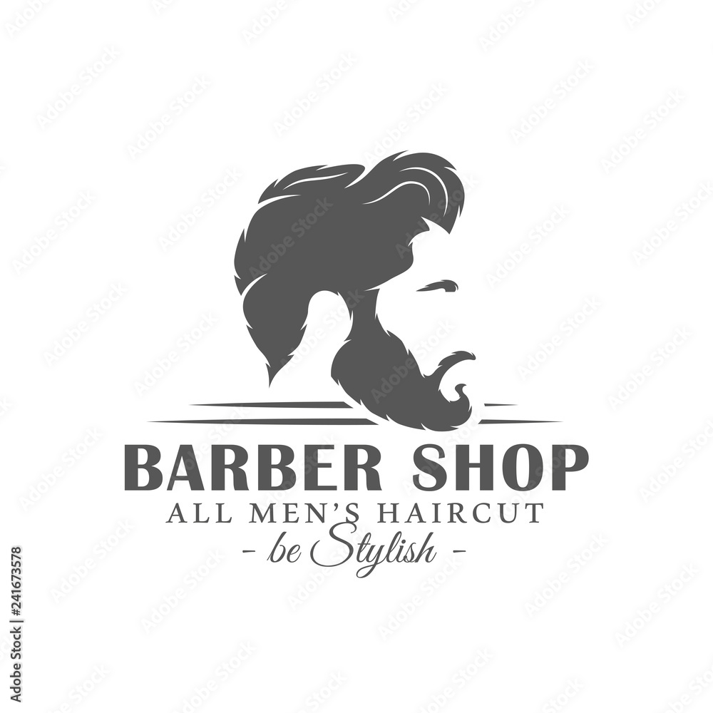 Fototapeta Barbershop label isolated on white background