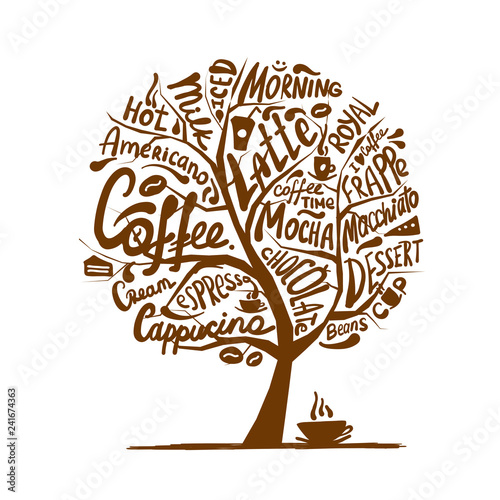 Cofee time. Art tree for your design