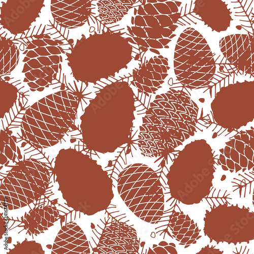Cedar cones, seamless pattern for your design