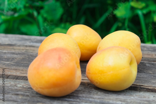 natural, organic apricot on a wooden background