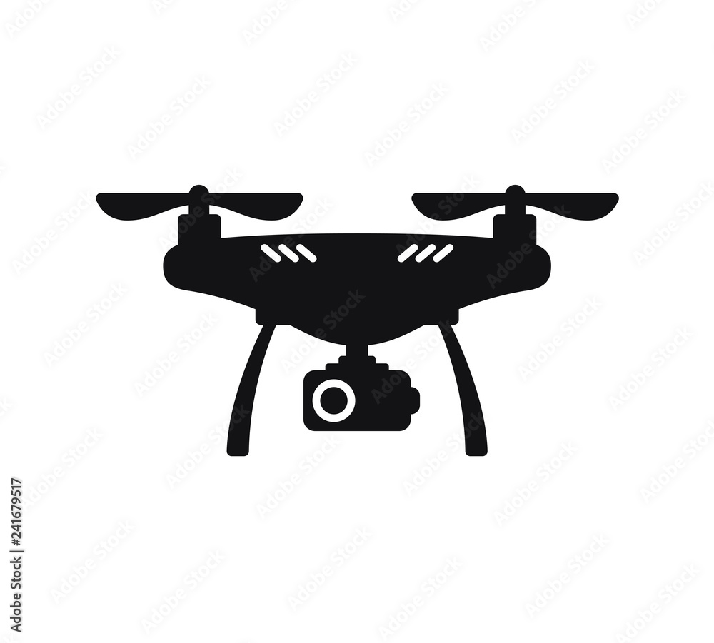 Cute cartoon drone with camera for photographing and recording video isolated on white background. Aerial quadcopter concept with shadow. Simple design icon or logo. Flat style vector illustration. Cute cartoon drone with camera for photographing and recording video isolated on white background. Aerial quadcopter concept with shadow. Simple design icon or logo. Flat style vector illustration.