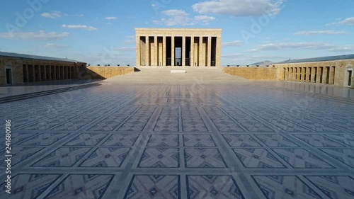 Aerial footage of Ataturk Mausoleum, Anitkabir, monumental tomb of Mustafa Kemal Ataturk, first president of Turkey in Ankara, Tomb of modern Turkey's founder lies here. Ankara, Turkey - June 26, 2018 photo