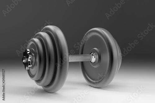 3D rendering image of a dumbbell for sports. Bodybuilding equipment