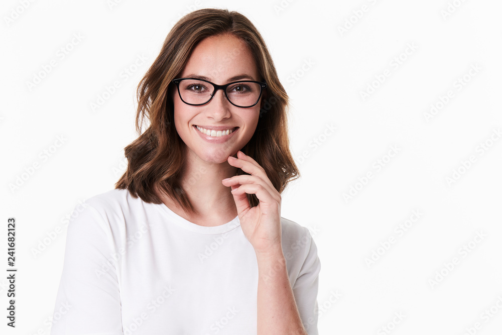 Gorgeous girl in glasses, looking at camera Gorgeous girl in glasses, looking at camera