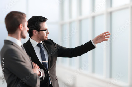 business partners discussing working prospects photo