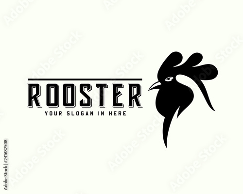 simple cartoon rooster head, chicken head logo design inspiration