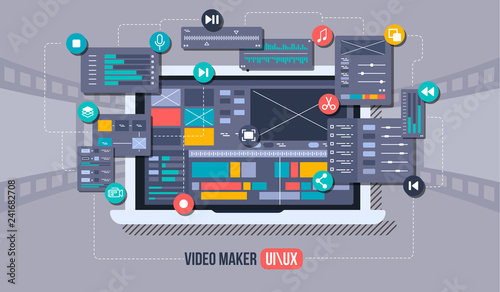 Mobile video editor flat vector concept. Motion design studio, video editor app, creating video online. Concept illustration.