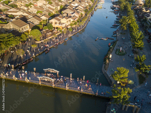 Aerial view of Hoi An old town or Hoian ancient town. Royalty high-quality free stock photo image of Hoi An old town. Hoi An is UNESCO world heritage  one of the most popular destinations in Vietnam