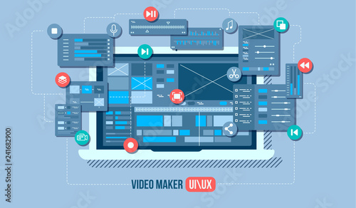 Mobile video editor flat vector concept. Motion design studio, video editor app, creating video online. Concept illustration.