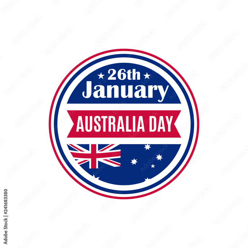 Australia day round badge. Greeting card. Vector illustration. Australia day round badge. Greeting card. Vector illustration.