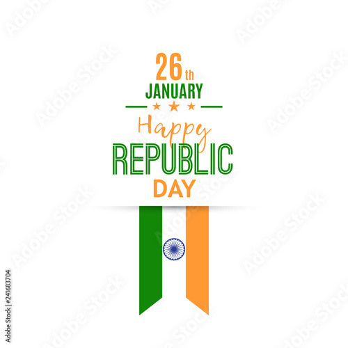 India Republic day  greeting card. Banner with Indian flag. Vector illustration.