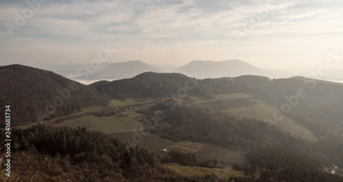 view from Klapy hill in autumn Javorniky mountains in Slovakia