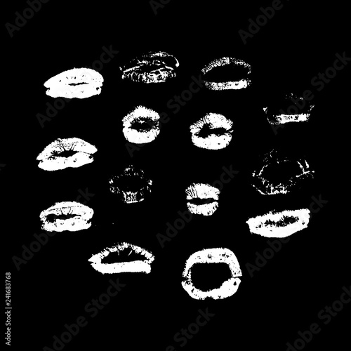Vector set of real lips silhouettes. Lips collection.