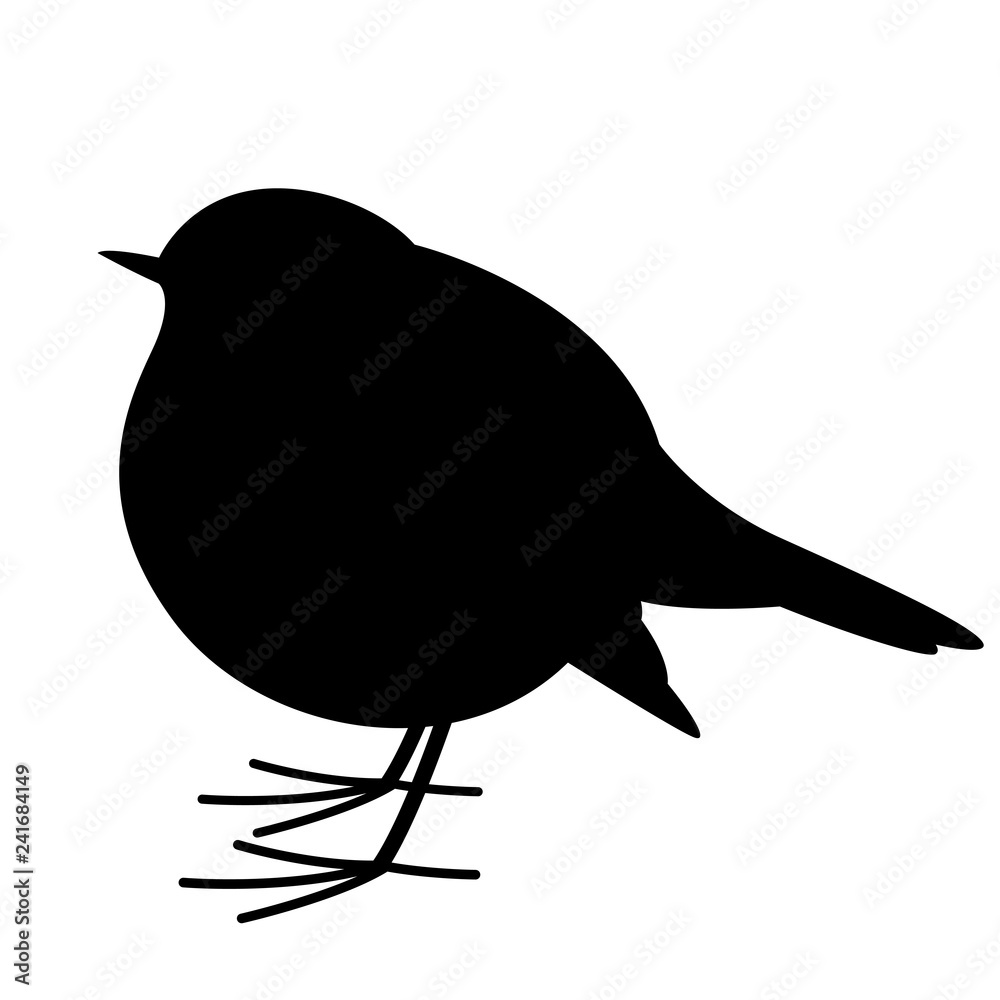 Fotografie robin bird , vector illustration , black silhouette, profile