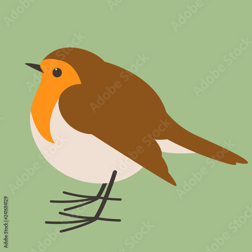  robin bird , vector illustration , flat style, profile