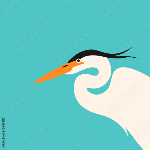  heron  head , vector illustration , flat style, profile 