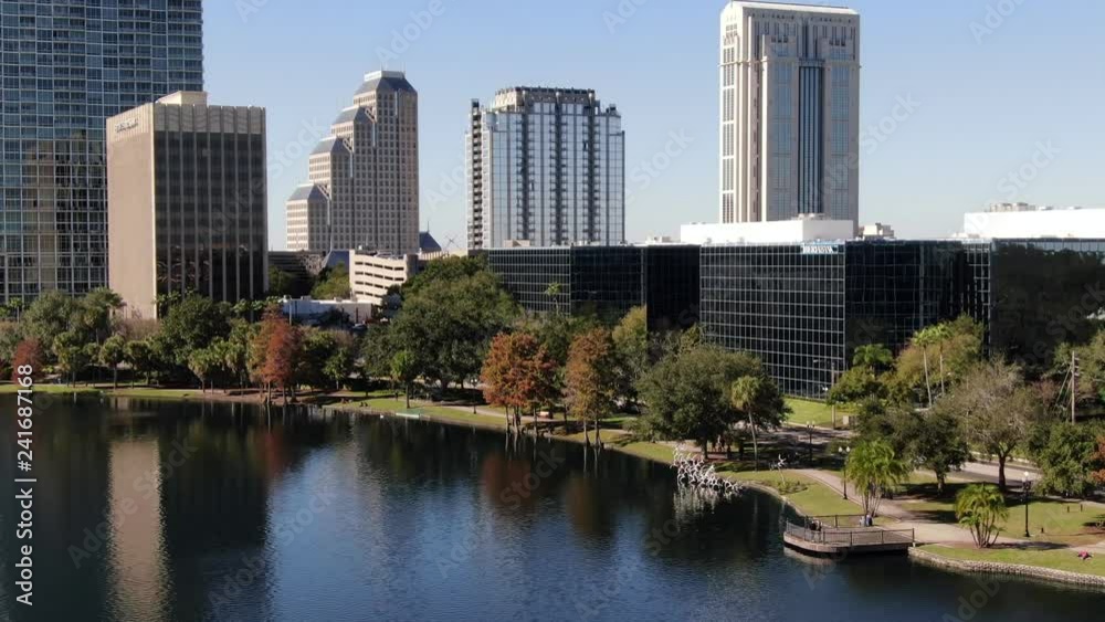 Aerial of buildings and scenery in Downtown Orlando, Florida Aerial of buildings and scenery in Downtown Orlando, Florida