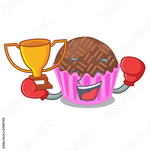 Boxing winner brigadeiro is wrapped in a mascot