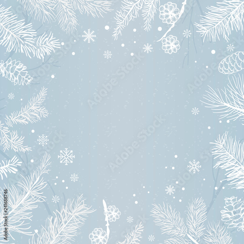 Blue background with winter decoration vector