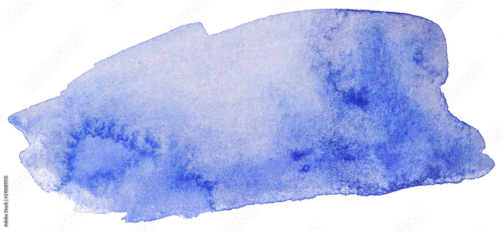 Blue watercolor stain, on white background isolated. Hand-drawn blot on white background isolated. Blue watercolor stain, on white background isolated. Hand-drawn blot on white background isolated.