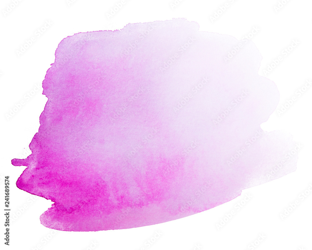 Magenta blot spot watercolor hand-drawn on white background isolated