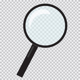 Flat design illustration with magnifying glass and black handle, transparent vector