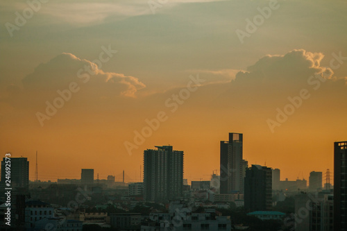 sunset city view from high building © zontine