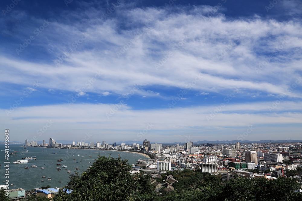 Pattaya beach and city top view, Chonburi, Thailand.