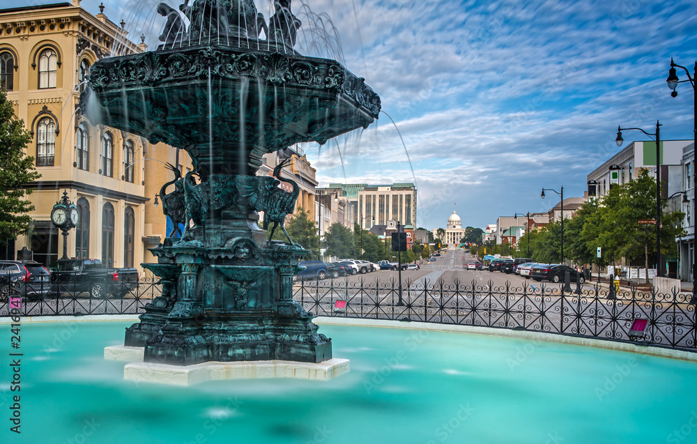 Court Square Fountain Artesian Basin in Montgomery Alabama Stock