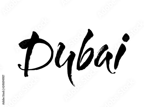 Dubai. Brush Lettering of UAE Dubai city. Modern brush calligraphy. Isolated on white background. Vector photo