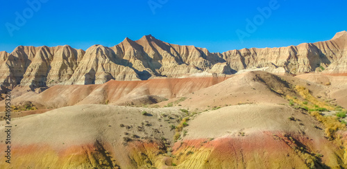 Cuadro en lienzo Panorama of colorful eroded pinnacles of Badlands National Park in South Dakota, United States