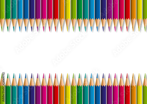 Concept de fond décoratif pour une présentation, avec des crayons de différentes couleurs, rangés côte à côte, pour former un dégradé de couleurs