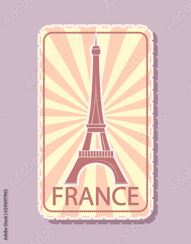 France Sticker Magnet for Tourists Tower Vector