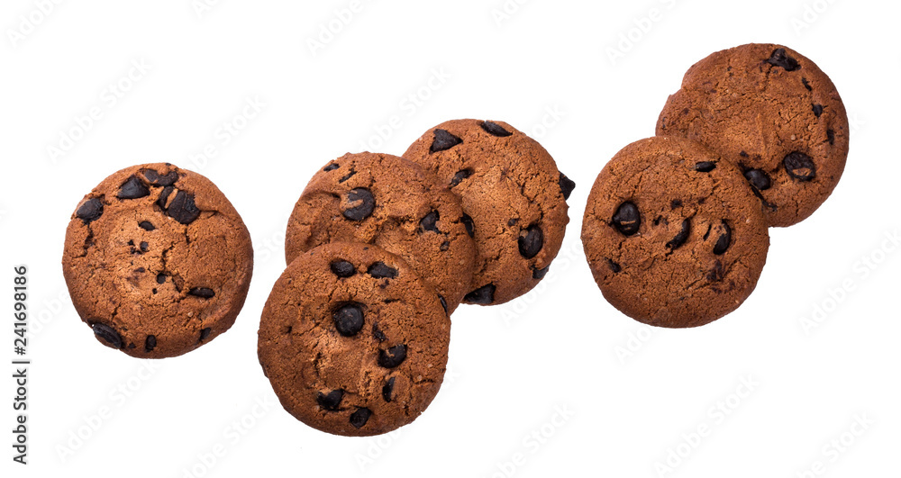 Chocolate chip cookies isolated on white background Chocolate chip cookies isolated on white background