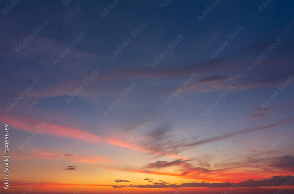 Abstract Colorful sky with sunset view in the evening or sunrise and clouds background in the morning in nature concept. Abstract Colorful sky with sunset view in the evening or sunrise and clouds background in the morning in nature concept.