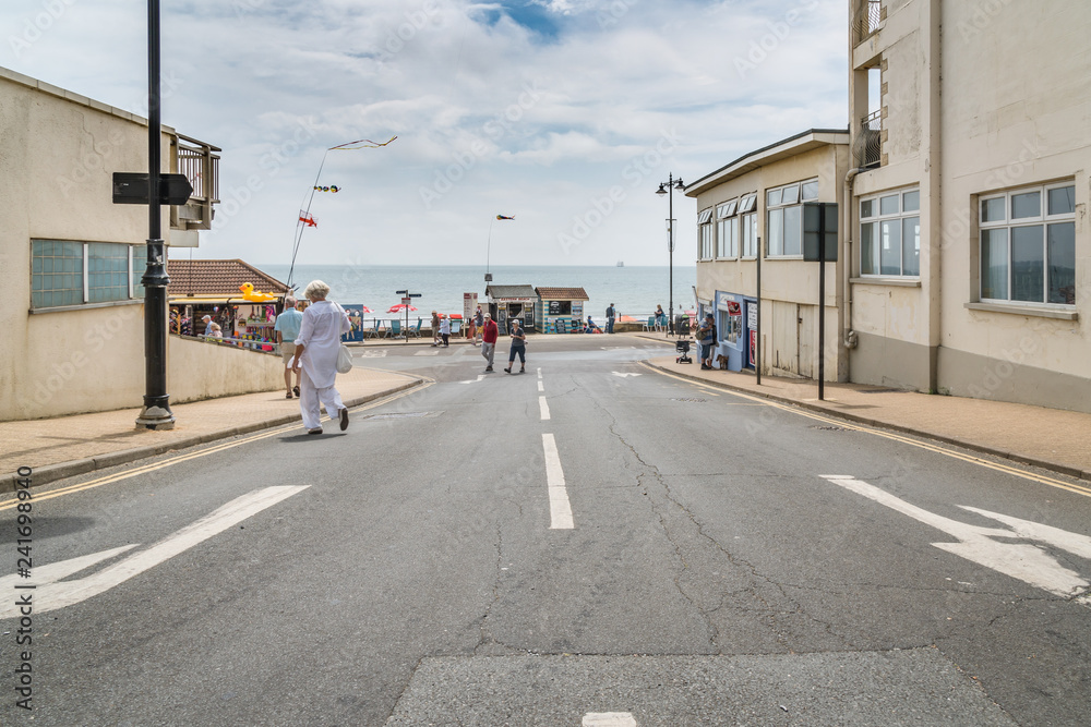 Fototapeta premium The sea view between the houses.