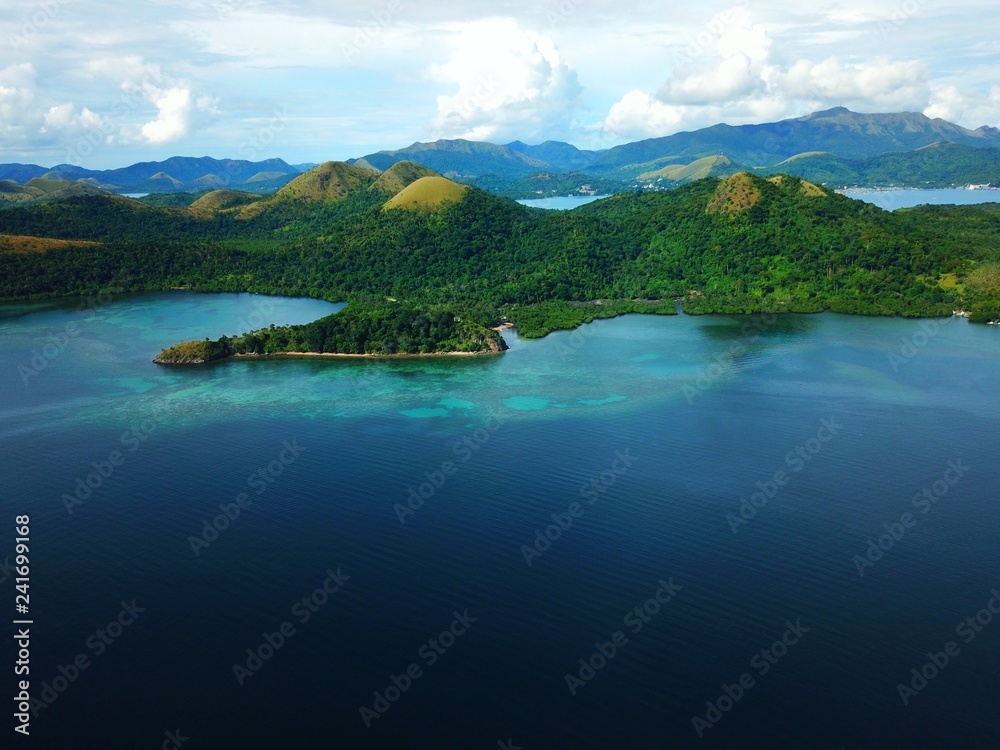 An aerial shot of Palawan Islands in the Philippines An aerial shot of Palawan Islands in the Philippines