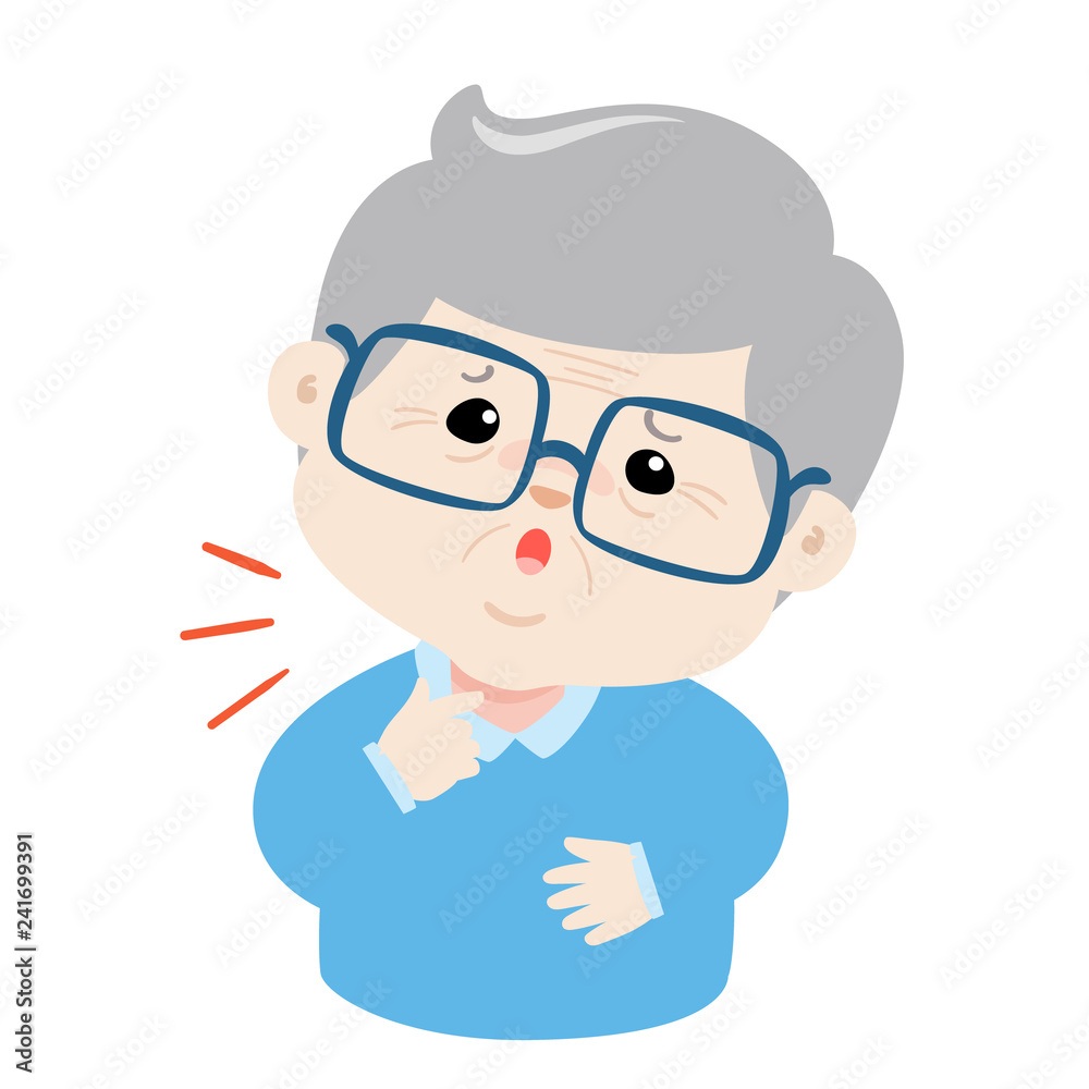 Grandpa sore throat cartoon vector. Grandpa sore throat cartoon vector.