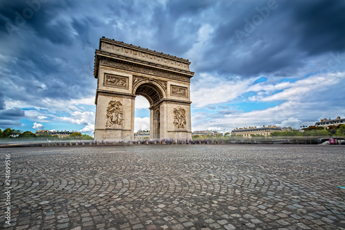 Photography Dark Clouds coming over the Arc de Triomphe in Paris, France