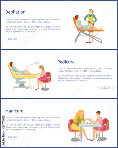 Pedicure and Manicure Procedures Posters Vector
