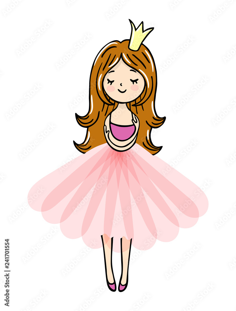 Fototapeta premium Cute little girl is cuddeling yourself. Vector isolated illustration