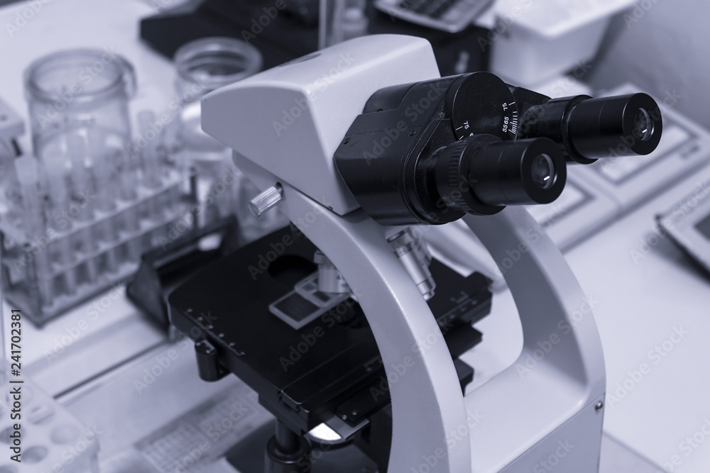 Microscope in a medical laboratory for the study of various tissue samples