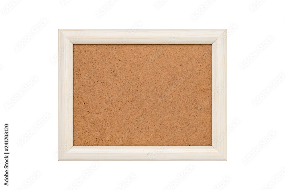 Fototapeta premium white wood picture frame with passepartout, isolated on white