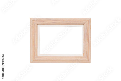 wood picture frame with passepartout, isolated on white