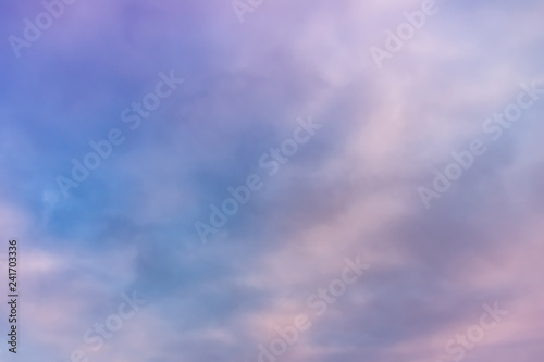 Beautiful pink clouds on the blue sky. Pastel of sky and soft cloud abstract background.